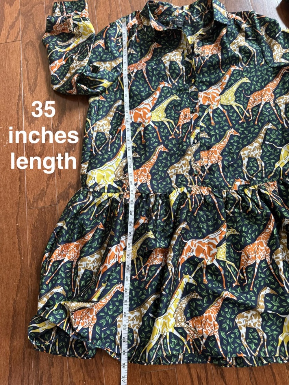 J. Crew Giraffe Print Long Sleeve Tiered Dress size medium - Picture 7 of 9